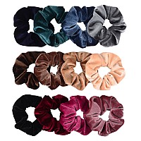 Whaline 12 Pack Hair Scrunchies Premium Velvet Scrunchy Elastic Hair Bands for Girls, Women Hair Accessories (12 Colors)