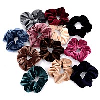 Whaline 12 Pack Hair Scrunchies Premium Velvet Scrunchy Elastic Hair Bands for Girls, Women Hair Accessories (12 Colors)