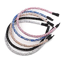 Ztl 5PCS Glitter Rhinestone Headbands Sparkle Hair Band Hair Hoop Women Girls Hair Accessories