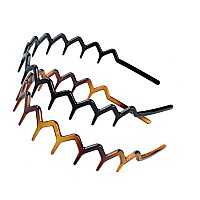 Set of 2 Zig Zag Black Plastic Sharks Tooth Hair Comb Headband (1 Black Color+1 brown)