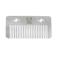 ZEUS Stainless Steel Pocket Sized Thunderbolt Comb - Beard Comb for Men - D21