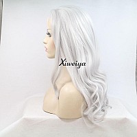 Xiweiya Wigs Silver Synthetic Lace Front Wig Platinum Grey Color Hair Heat Resistant Fiber Hair Side Part Body Wave Silver White Synthetic Lace Front Wigs for Women Makeup Cosplay Party Wig