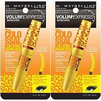 Maybelline New York Volum' Express The Colossal Cat Eyes Washable Mascara Makeup, Glam Black, 2 Count, Washable Glam Black