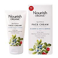 Nourish Organic | Age Defense Face Cream - Bilberry & Arctic Berries | GMO-Free, Cruelty Free, Fragrance Free (1.7oz)