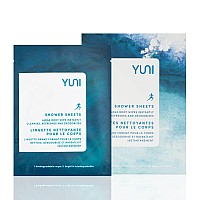 YUNI Beauty Large Body Wipes (Peppermint Citrus, 12 Ct) Showerless Deodorant Wipes to Cleanse & Refresh - On-the-Go No Rinse Body Cleanser - Biodegradable Individually Wrapped Wipes for Camping, Travel, Gym