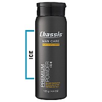 Chassis Ice Premium Natural Body Powder for Men, Anti-Chafing Powder with Odor-Absorbing Formula, Cooling Powder Free of Talc, Aluminum, Menthol, and Parabens, Original Fresh Scent