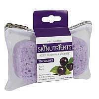 Spongeables Skinutrients Moisturizing Body Wash in a Sponge, aai Berry, With Bonus Travel Bag, Paraben and Cruelty-Free, Purple, 20+ Washes, Pack of 3