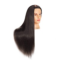 Hairingrid 26-28 Mannequin Head Hair Styling Training Head Manikin Cosmetology Doll Head Synthetic Fiber Hair and Free Clamp Holder (Black)