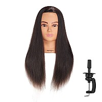 Hairingrid Mannequin Head 24-26100% Human Hair Hairdresser Cosmetology Mannequin Manikin Training Head Hair and Free Clamp Holder (R71906LB0218H)