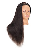 Hairingrid Mannequin Head 24-26100% Human Hair Hairdresser Cosmetology Mannequin Manikin Training Head Hair and Free Clamp Holder (R71906LB0218H)