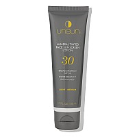Unsun Mineral Tinted Face Sunscreen with Broad Spectrum SPF 30 - Water-Resistant Lotion, Primer & Color Corrector - 1.7 Fl Oz, Light/Medium