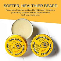 SEVEN POTIONS Beard Balm for Men - Conditioning Beard Softener to Nourish Skin, Facial Hair, and Stop Beard Itch - All-Natural, Vegan, Cruelty Free - Citrus Tonic (2 FL OZ)