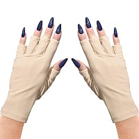 ManiGlovz - Anti UV Gloves for Gel Manicures Using Gel Lamp Dryers, Driving, Lounging and More, Fingerless Gloves That Shield Skin from the Sun and Nail Lamp, Outdoor Gloves, Nude