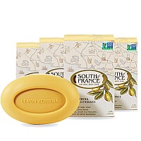 Lemon Verbena Clean Bar Soap by South of France Clean Body Care | Triple-Milled French Soap with Organic Shea Butter + Essential Oils | Vegan, Non-GMO Body Soap | 6 oz Bar - 4 Pack