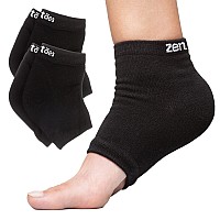 ZenToes Moisturizing Heel Socks 2 Pairs Gel Lined Toeless Spa Socks to Heal and Treat Dry, Cracked Heels While You Sleep (Regular, Black)