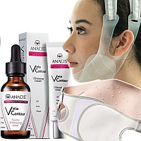 Double Chin Reducer Sagging Neck Firming Anti Aging Wrinkle Reducing Face Lift Slim - Korean Skin Care Routine Set. Vela Contour (Serum Masks Cream Belt)