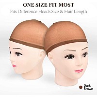 Wig Caps, MORGLES 20pcs Brown Wig Caps Stocking Caps For Wigs Stretchy Nylon Wig Caps For Women Men-Brown