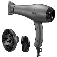 NITION Ceramic Hair Dryer with Diffuser,Comb & Nozzle Attachments,1875 Watt Negative Ions Ionic Blow Dryer for Quick Drying,3 Heat & 2 Speed Settings,Cool Shot Button,Black