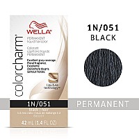 WELLA colorcharm Permanent Liquid Hair Color for Gray Coverage 1n Black, 1.42 Fl Oz