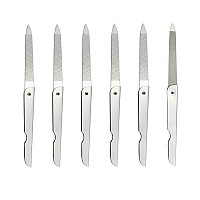 Lurrose 6pcs Foldable Nail Files Double-sided Stainless Steel Nail Files Portable Manicure Tools (Silver)