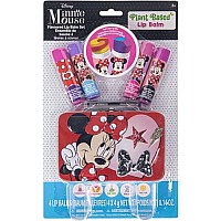 Disney Minnie Mouse - Townley Girl Plant Based 4 Pcs Flavoured Swirl Lip Balm With Tin Case Makeup Cosmetic Set For Kids And Girls, Ages 3+ Perfect For Parties, Sleepovers & Makeovers