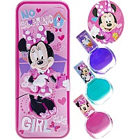 Townley Girl Disney Minnie Mouse Peel- Off Nail Polish Activity Set for Girls, Ages 3+ With 3 Nail Polish Colors, Nail File and Pencil Case Tin, for Parties, Sleepovers and Back to School