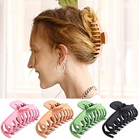 TOCESS Big Hair Claw Clips for Women Large Claw Clip for Thin Thick Curly Hair 90's Strong Hold 4.33 Inch Nonslip Matte Hair Clips (4 Pcs)