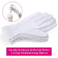 Moisturizing Gloves for Dry Hands Overnight, Selizo 3 Pairs 100 Percent White Cotton Gloves for Women Eczema, Hand Moisturizer Sleeping Spa Gloves for Eczema Dry Hands