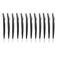 Men's Touch Up Razors for Mustache, Beard (Black, 5.8 Inches, 12 Pack)