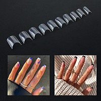 French Nails Tips 500Pcs Clear Acrylic Nail Art Half Cover Short French Fake Nails Clear False Nail Kits for Women