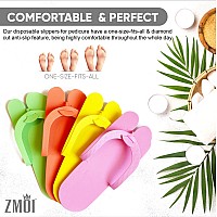 ZMOI Disposable Pedicure Slippers - 36 Pairs Anti-Slip - EVA Foam One Size Fits All Flip Flops for Pedicure - Comfortable and Safe - 6 Fun Colors - Ideal for Spa, Nail Salon