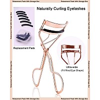 TPPICK Eyelash Curler Kit Metal Lash Curlers with Mascara Applicator Eyelashes Separator Comb & 6 Replacement Refill Pads (Rose Gold)