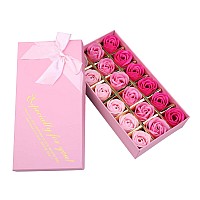 Rotumaty 18 PCS Floral Scented Bath Soap Rose Flower Petals, Plant Essential Oil Rose Soap Set, Best Gifts for Her Women Girls Mom Lover Birthday Valentine Christmas (Pink)