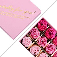 Rotumaty 18 PCS Floral Scented Bath Soap Rose Flower Petals, Plant Essential Oil Rose Soap Set, Best Gifts for Her Women Girls Mom Lover Birthday Valentine Christmas (Pink)