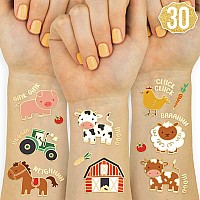 xo, Fetti Farm Party Supplies Temporary Tattoos - 30 Glitter Styles | Barnyard Animals, Petting Zoo, Cow, Horse, Tractor Trailer, Sheep
