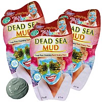 7th Heaven Dead Sea Mud Mask, Deep Pore Cleansing Mask with Dead Sea Mud, Detoxifying Mask with Dead Sea Salt and Lavender. 3-Pack of 0.7 Fl Oz, 3 Sachets