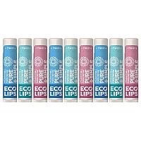 Eco Lips - Pure & Simple Raspberry, Coconut and Vanilla Organic Lip Balm 9-Pack (0.15 oz.) - 100% Natural. 100% Plastic-Free Plant Pod Packaging. Made in USA