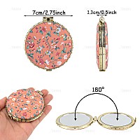 AUEAR, 4 Pack Retro Floral Makeup Compact Mirror Small Pocket Purse Mirrors Beauty Handheld Folding Portable Travel Mirror for Women Girls Lady
