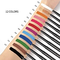 Kmeamty Gel Eye Liner Pencil Set, 12 Colors Retractable Long-Lasting Smooth Waterline Eye Liner Lip Liner Eyeshadow - Vegan, Cruelty Free