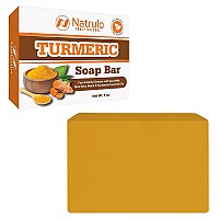 Natural Turmeric Soap Bar for Face & Body - Turmeric Skin Soap Wash for Dark Spots, Intimate Areas, Underarms - Turmeric Face Soap Reduces Acne, Fades Scars & Cleanses Skin - 4oz Turmeric Bar Soap for All Skin Types Made in USA (4 Ounce (Pack of 1))