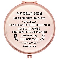 onederful Mom Gifts Travel Compact Pocket Makeup Mirror for Mom from Son,Birthday Mothers Day Christmas Ideas for Mom- My Dear mom for (Rose Gold)