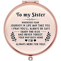 onederful Sister Gifts Travel Compact Pocket Mirror for Sister from Brother, Sister,Birthday Christmas Wedding Graduate Gifts Ideas for Sister-to My Sister Wherever (Rose Gold)