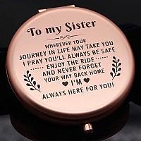 onederful Sister Gifts Travel Compact Pocket Mirror for Sister from Brother, Sister,Birthday Christmas Wedding Graduate Gifts Ideas for Sister-to My Sister Wherever (Rose Gold)