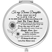 onederful Bonus Daughter Gifts Travel Compact Pocket Mirror for Bonus Daughter from Bonus Mom, Birthday Christmas Graduate Ideas for Bonus Daughter-Never Forget just do Your Best (Silver)