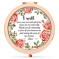 onederful Mom Gifts from Bride,Rose Gold Compact Makeup Mirror Birthday Wedding Keepsake Ideas for Mother of The Groom,Present for her-I Will Love Your Son meigui