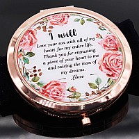 onederful Mom Gifts from Bride,Rose Gold Compact Makeup Mirror Birthday Wedding Keepsake Ideas for Mother of The Groom,Present for her-I Will Love Your Son meigui