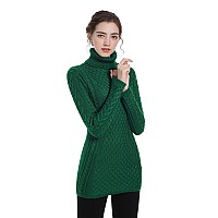 V28 Women Turtleneck Korea Knit Stretchable Elasticity Long Sleeve Sweater Jumper (M, Turt Green)