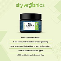 Sky Organics Men's Organic Do-It-All Beard Balm for Face, USDA Certified Organic to Moisturize, Soften & Tame, 2 fl. Oz