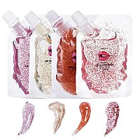 Sumeitang 4 Color Glitter Lip Gloss Base Kit, Moisturize Lip Gloss Base Oil Material Lip Makeup Primers For Diy Handmade Making Lip Balms And Lipgloss Set(4 Pack X 20Ml)
