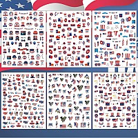 Adurself 12 Sheets 4th of July Patriotic Nail Art Decals Independence Day Nail Stickers I Love America USA American Flag Star Self-Adhesive Nail Stickers for Memorial Day Women Kids Girls Manicure